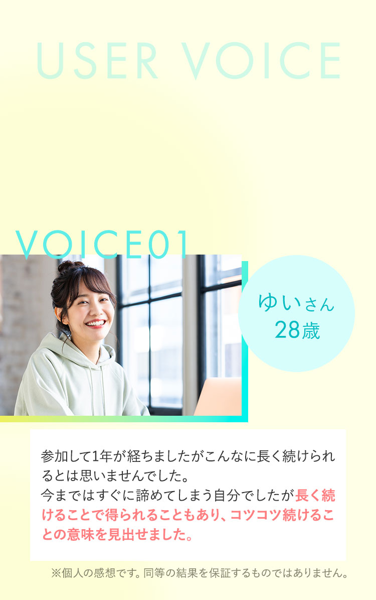 長く続けることで得られることもあり、コツコツ続けることの意味を見出せました